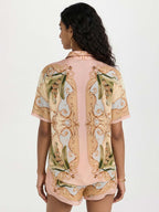 Baroque Print Relaxed Shirt & Shorts Set