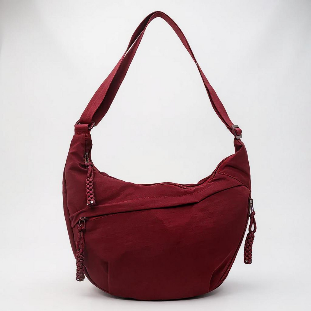 RUBÍ | Bolso de hombro burdeos en nailon