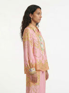 Puff-Sleeve Blouse with Fish Print