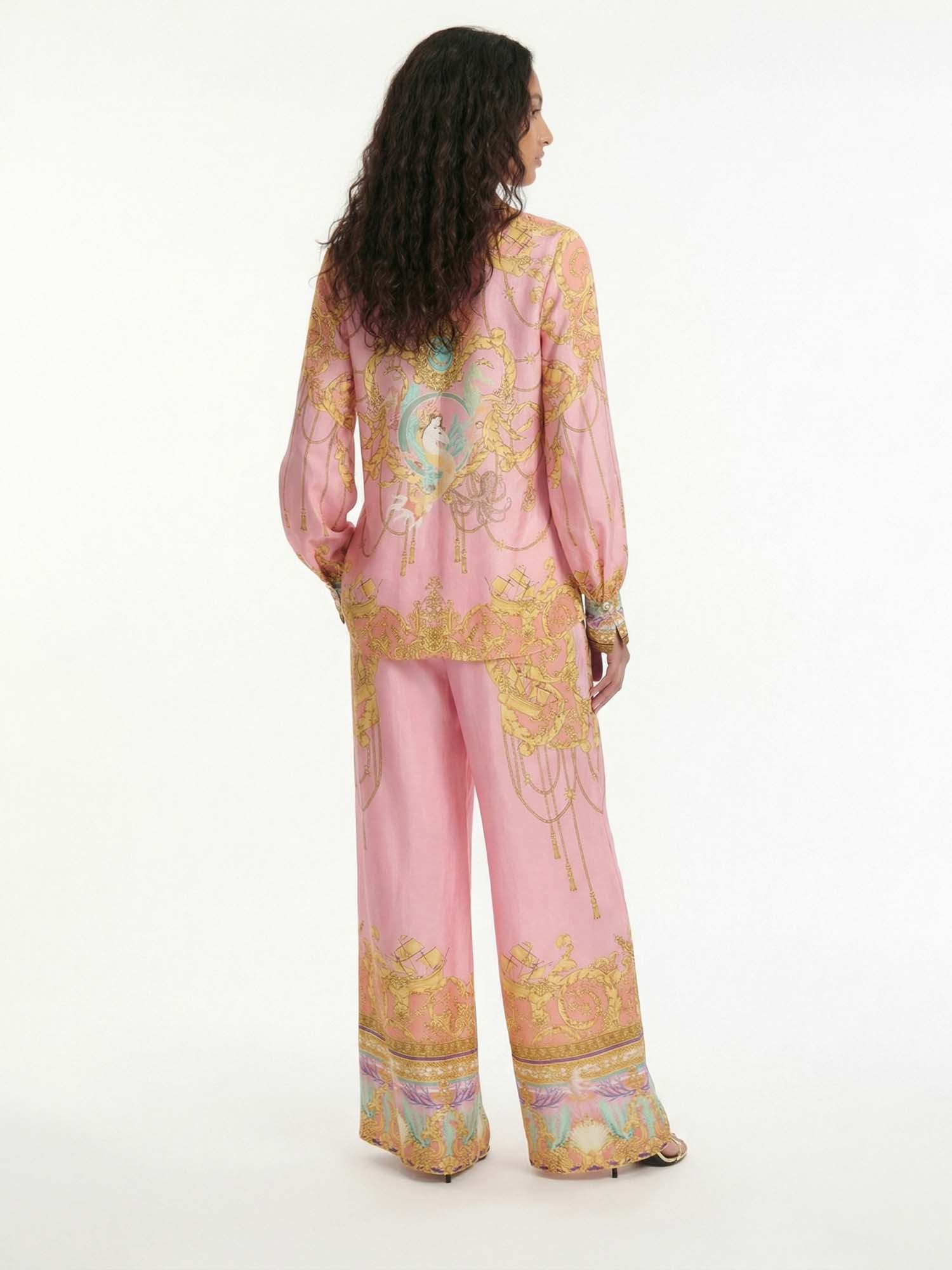 Fish Print Puff-Sleeve-Inspired Pants