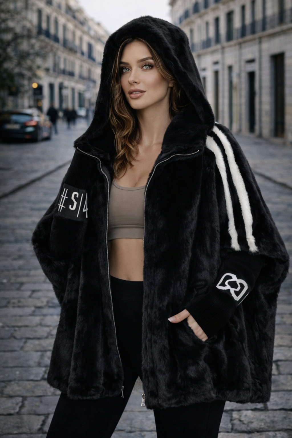 Camila — Chaqueta de Pelo con Capucha | Mujer
