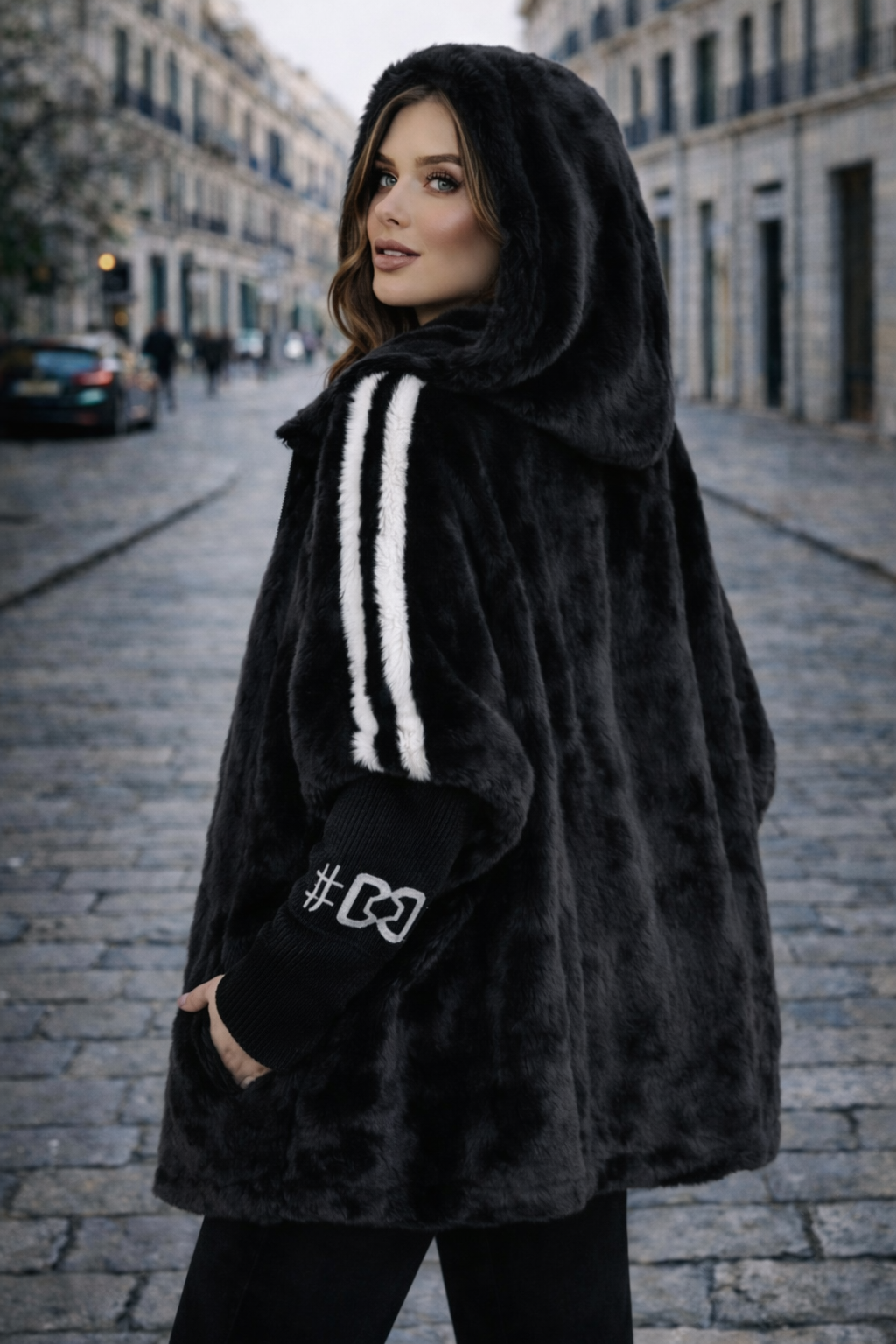 Camila — Chaqueta de Pelo con Capucha | Mujer