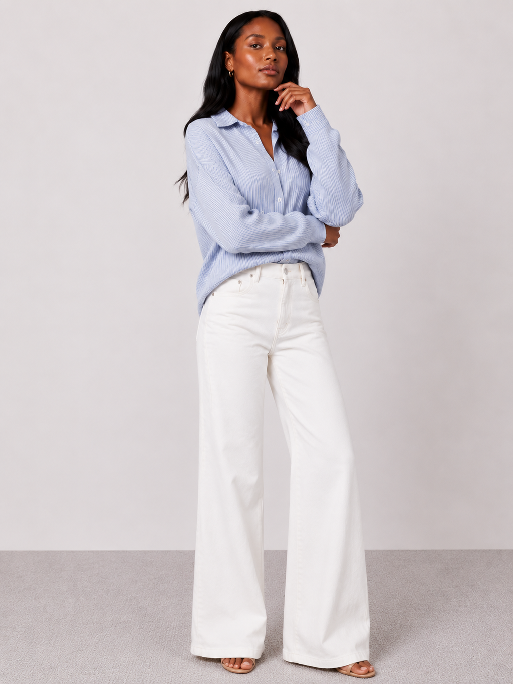 NOELIA | Elegante blusa a rayas con puños finos