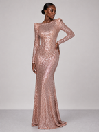 MICAELA | Vestido de lentejuelas rosa y dorado