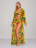 SAMARA | Bañador de tres piezas, elegante y decorado con detalles tropicales