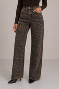 TALÍA | Vaqueros con estampado de leopardo negro