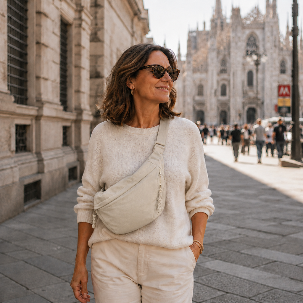 FABIOLA | Bolso de hombro beige en nailon