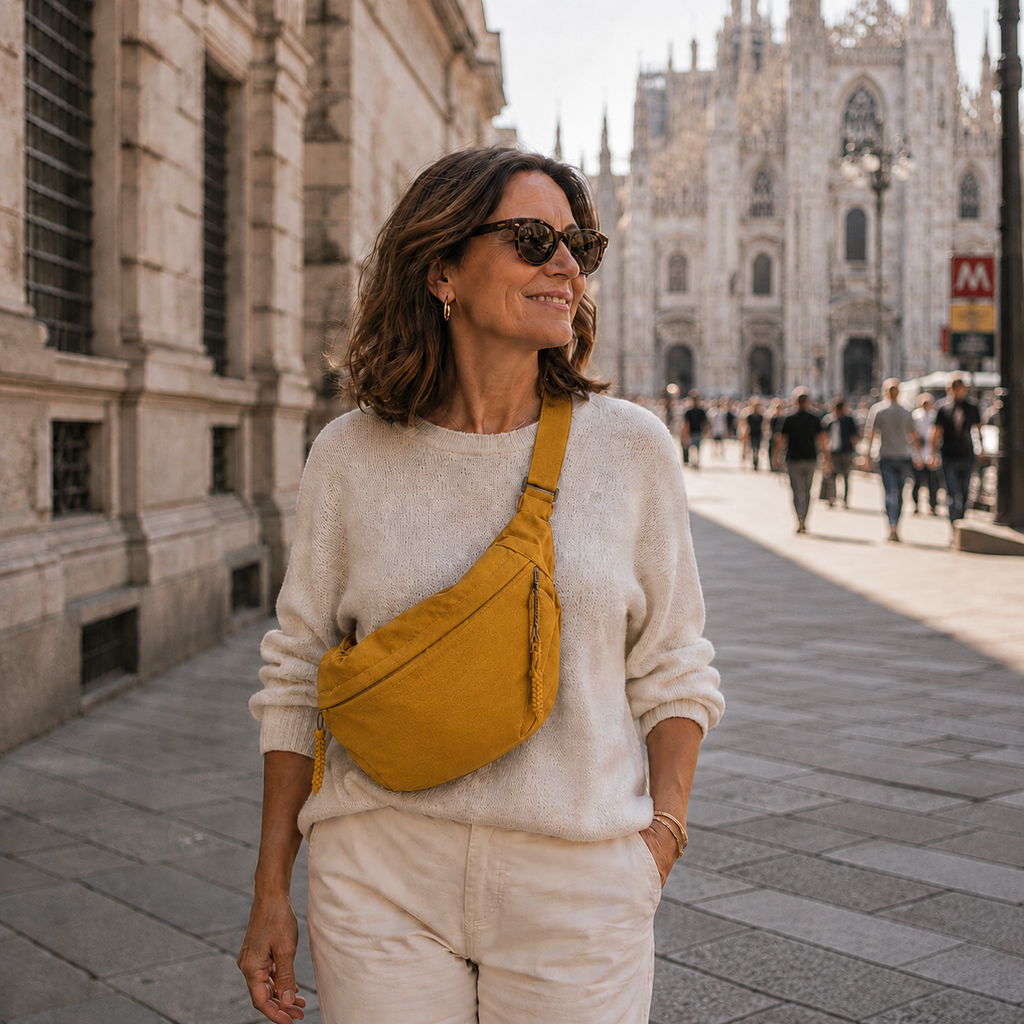 CASANDRA | Bolso de hombro ocre en nailon