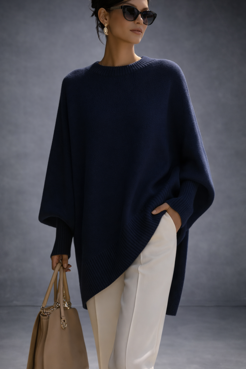 Livia — Jersey Poncho Oversize | Mujer Confort de Lujo