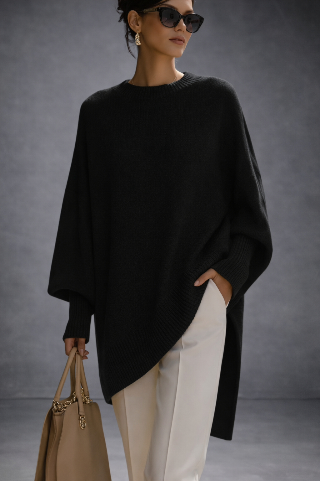 Livia — Jersey Poncho Oversize | Mujer Confort de Lujo