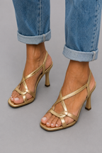 SONIA | Sandalias de tacón doradas