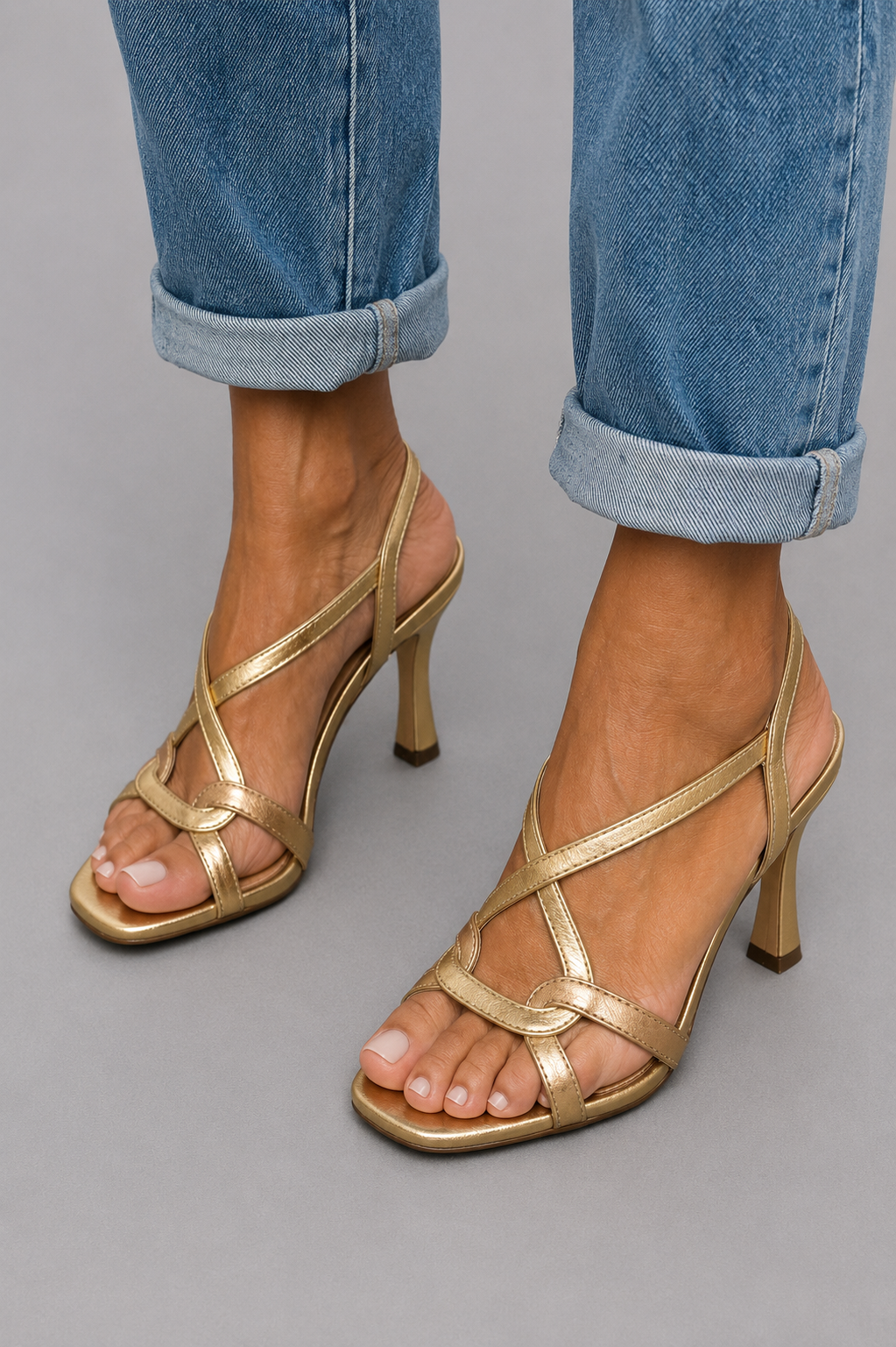 SONIA | Sandalias de tacón doradas