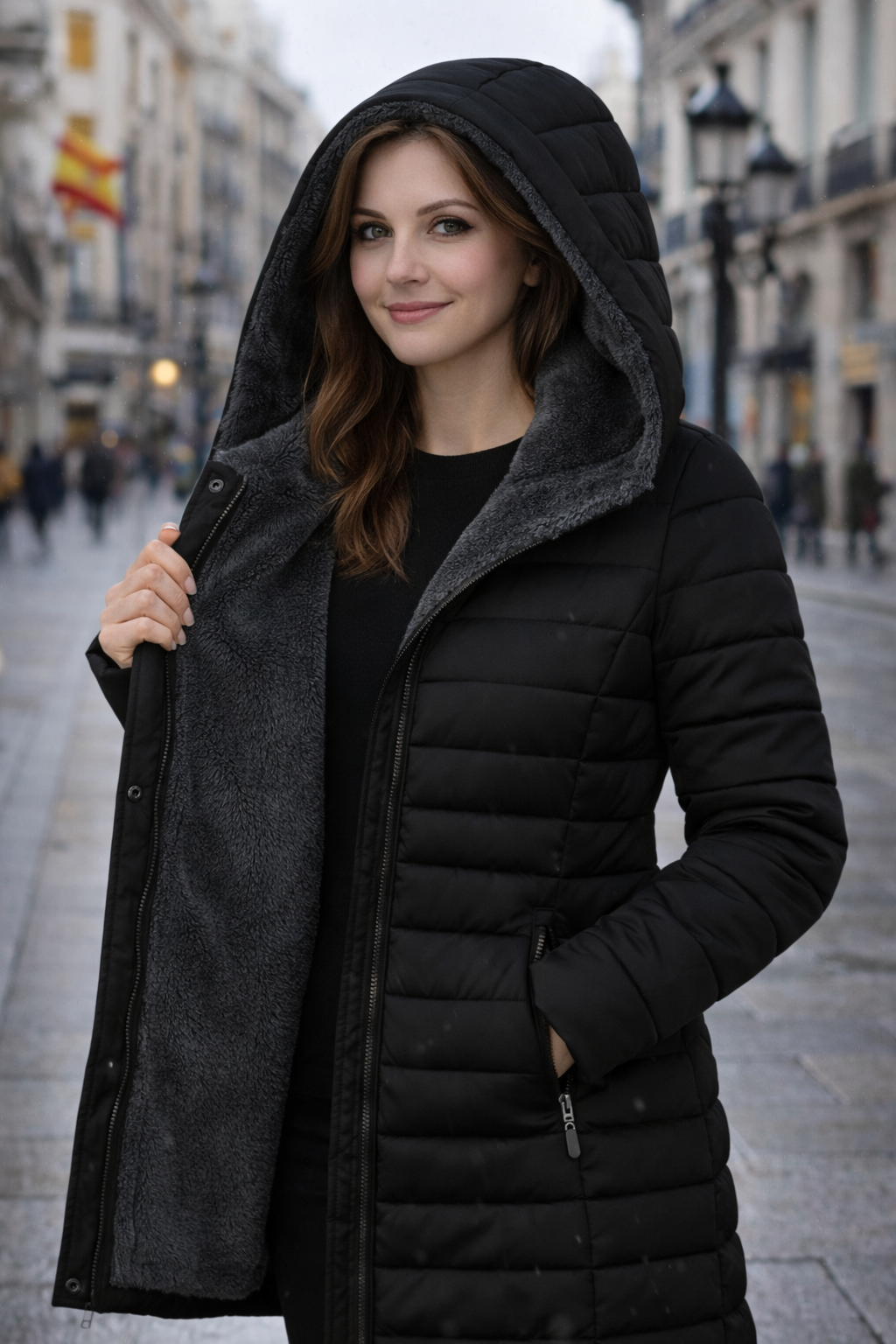 Clara — Abrigo Acolchado Forro Polar | Mujer