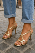 SONIA | Sandalias de tacón doradas