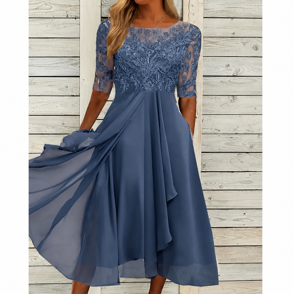 VERÓNICA | Vestido midi con cuerpo de encaje