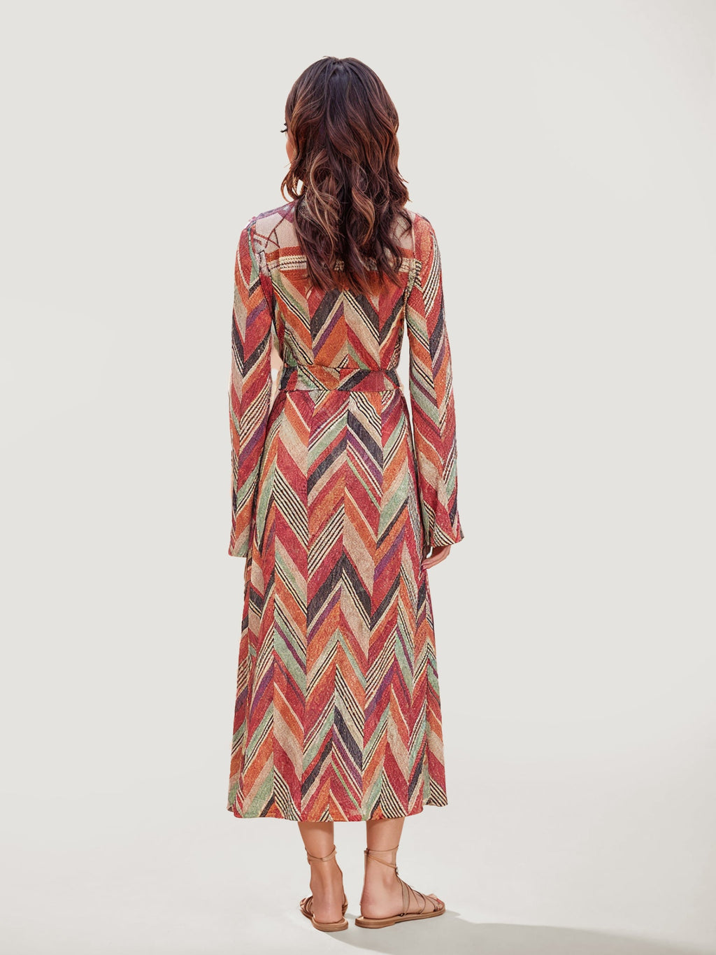 Chevron Print Open-Front Cardigan
