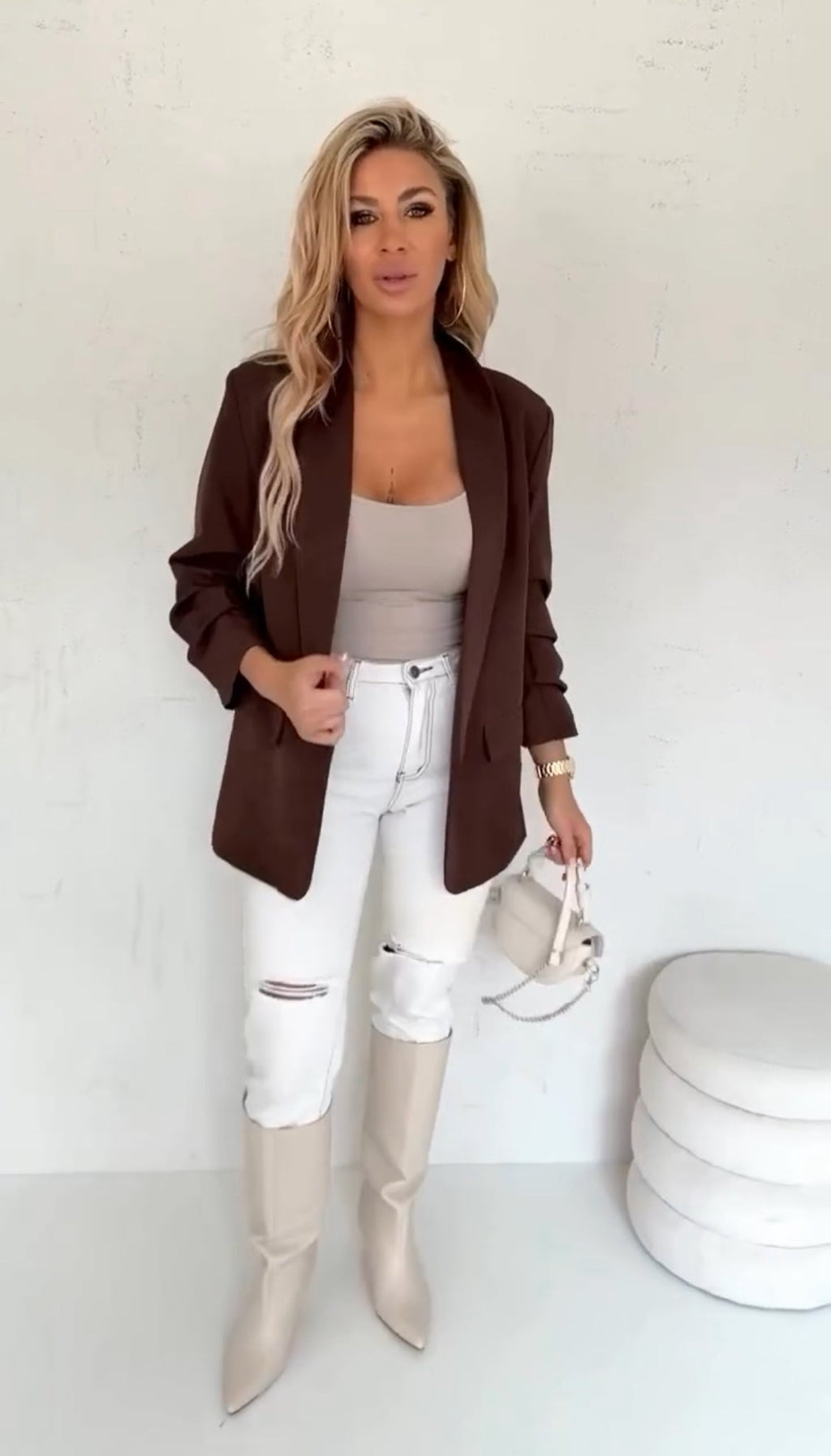 Zoe — Blazer Oversize con Manga Drapeada | Alta Costura Urbana