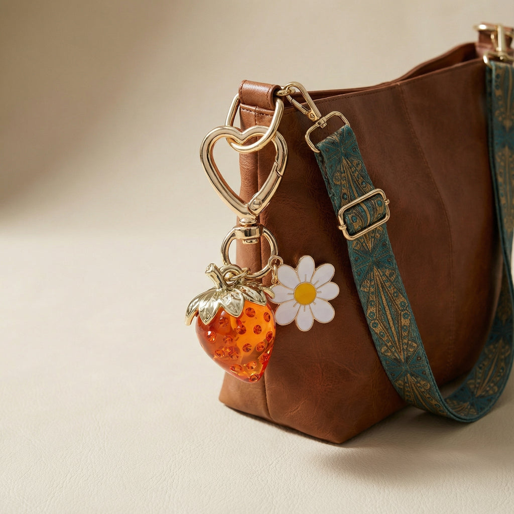 Fresa y Margarita — Colgante para Bolso | Accesorio