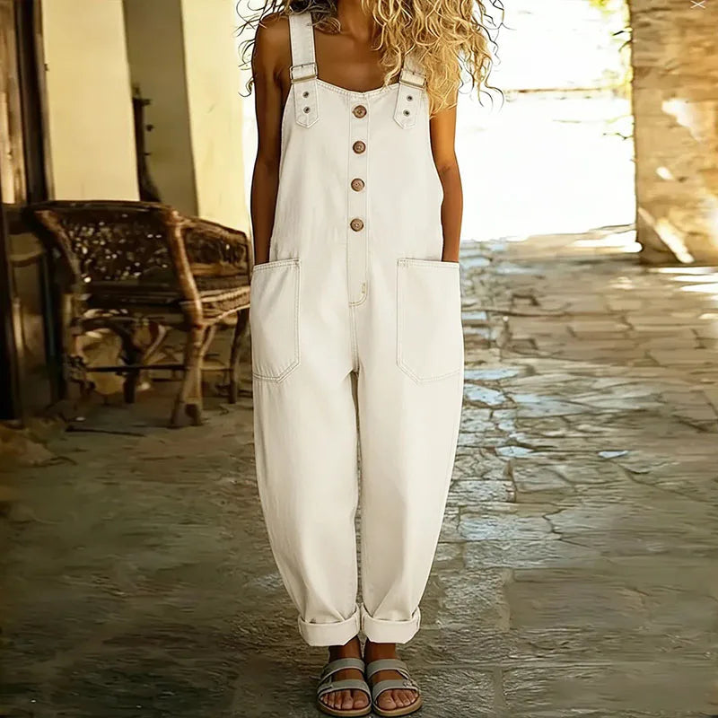 Mae | Salopette di cotone denim vintage con bretelle regolabili