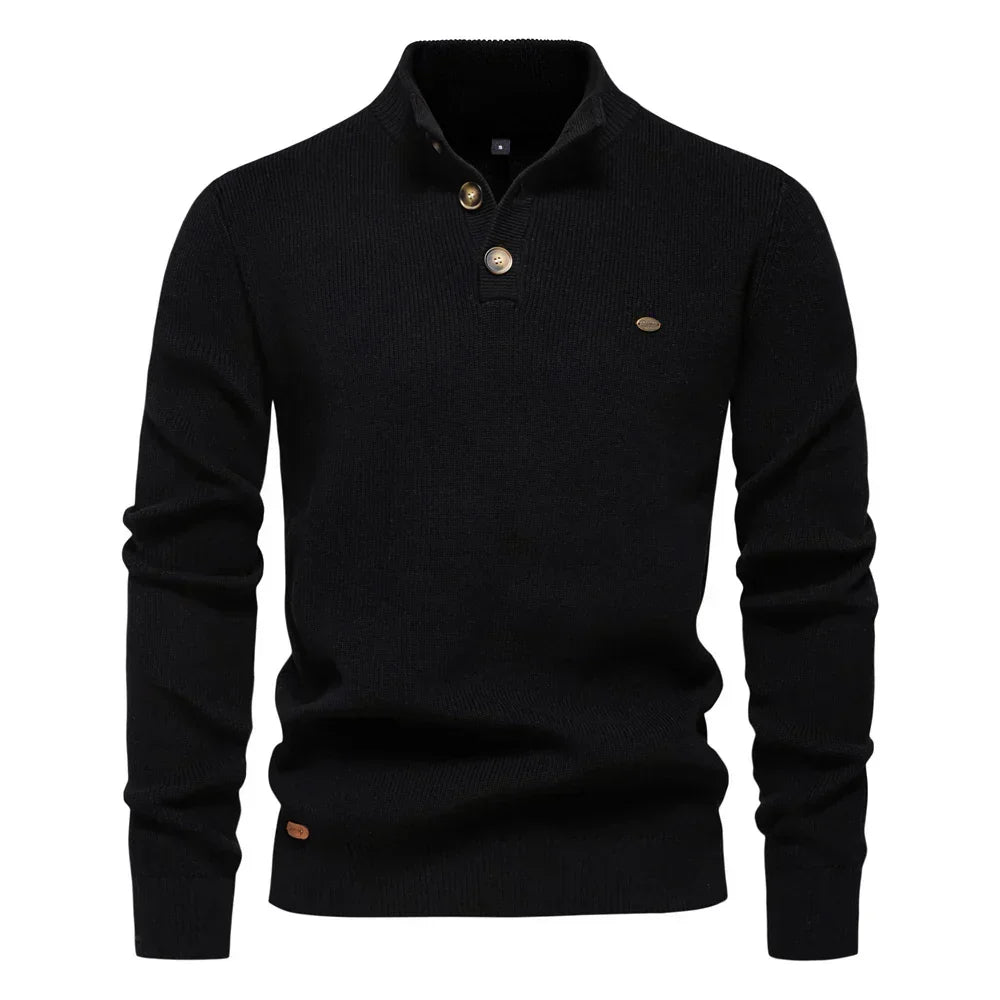 Javier — Jersey Elegante Botones Hombre | Refinamiento