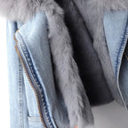 Amara — Chaqueta Denim Cálida Forro de Pelo | Edición Lujo
