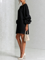 Floral Button-down Mini Dress With Striking Floral Cuffs