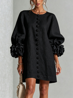 Floral Button-down Mini Dress With Striking Floral Cuffs