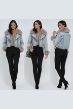 Amara — Chaqueta Denim Cálida Forro de Pelo | Edición Lujo