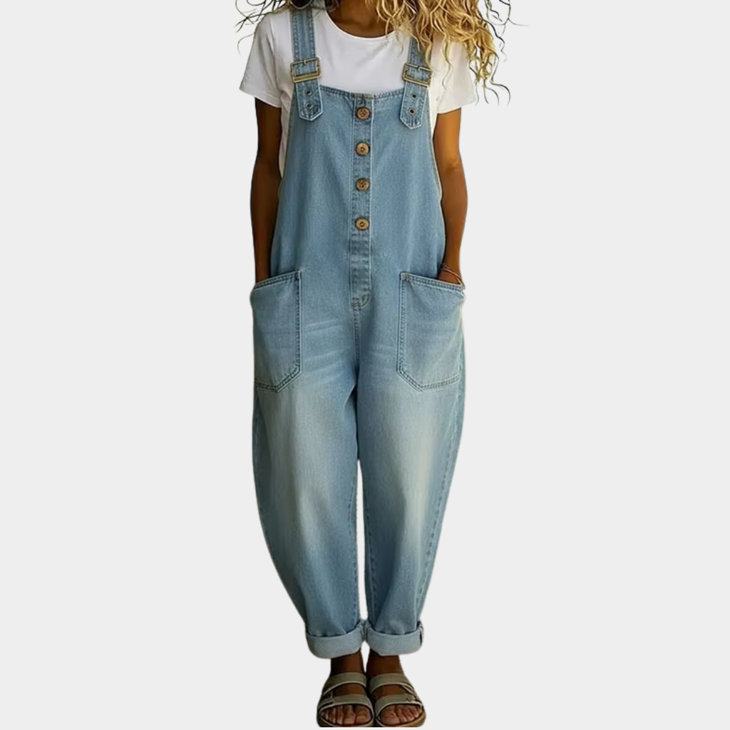 Mae | Salopette di cotone denim vintage con bretelle regolabili