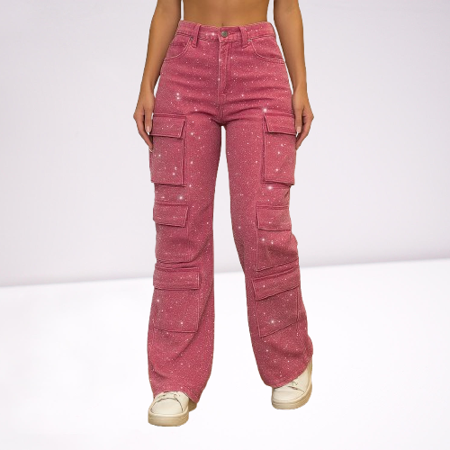 Lumière — Pantalón Brillante Cargo | Lujo en Movimiento