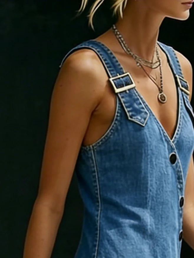 Vera | Lungo abito in denim con bottoni