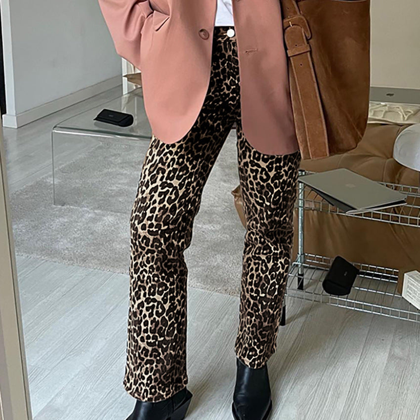Jungla — Pantalón Recto Cintura Alta Leopardo | Mujer Felina