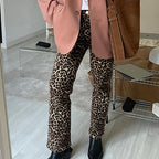 Jungla — Pantalón Recto Cintura Alta Leopardo | Mujer Felina