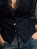 SELENA | Elegante blusa de encaje con chaleco entallado