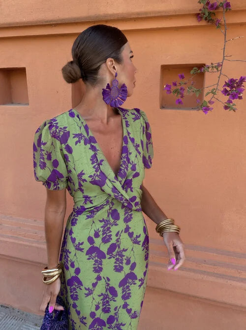 GUADALUPE | Vestido midi de estampado floral con escote envolvente