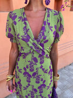 GUADALUPE | Vestido midi de estampado floral con escote envolvente