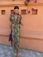 GUADALUPE | Vestido midi de estampado floral con escote envolvente
