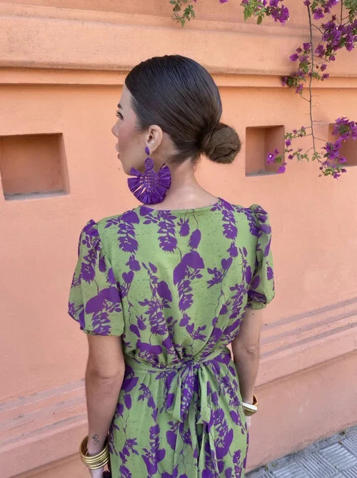 GUADALUPE | Vestido midi de estampado floral con escote envolvente