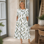 Vestido midi floral Zaida en Blanco/Verde