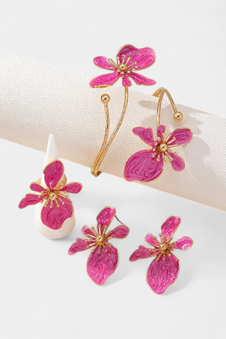 Set Floral — Set Pulsera, Pendientes y Anillos | Joyería