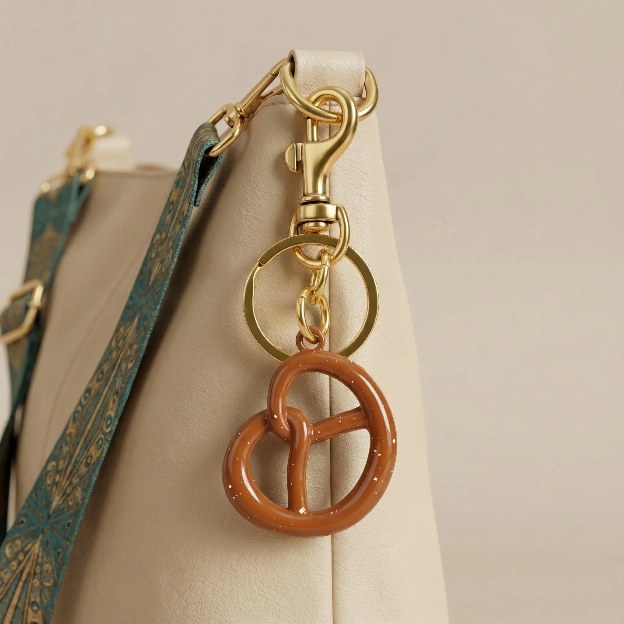 Pretzel Dorado — Llavero Colgante | Capricho de Oro