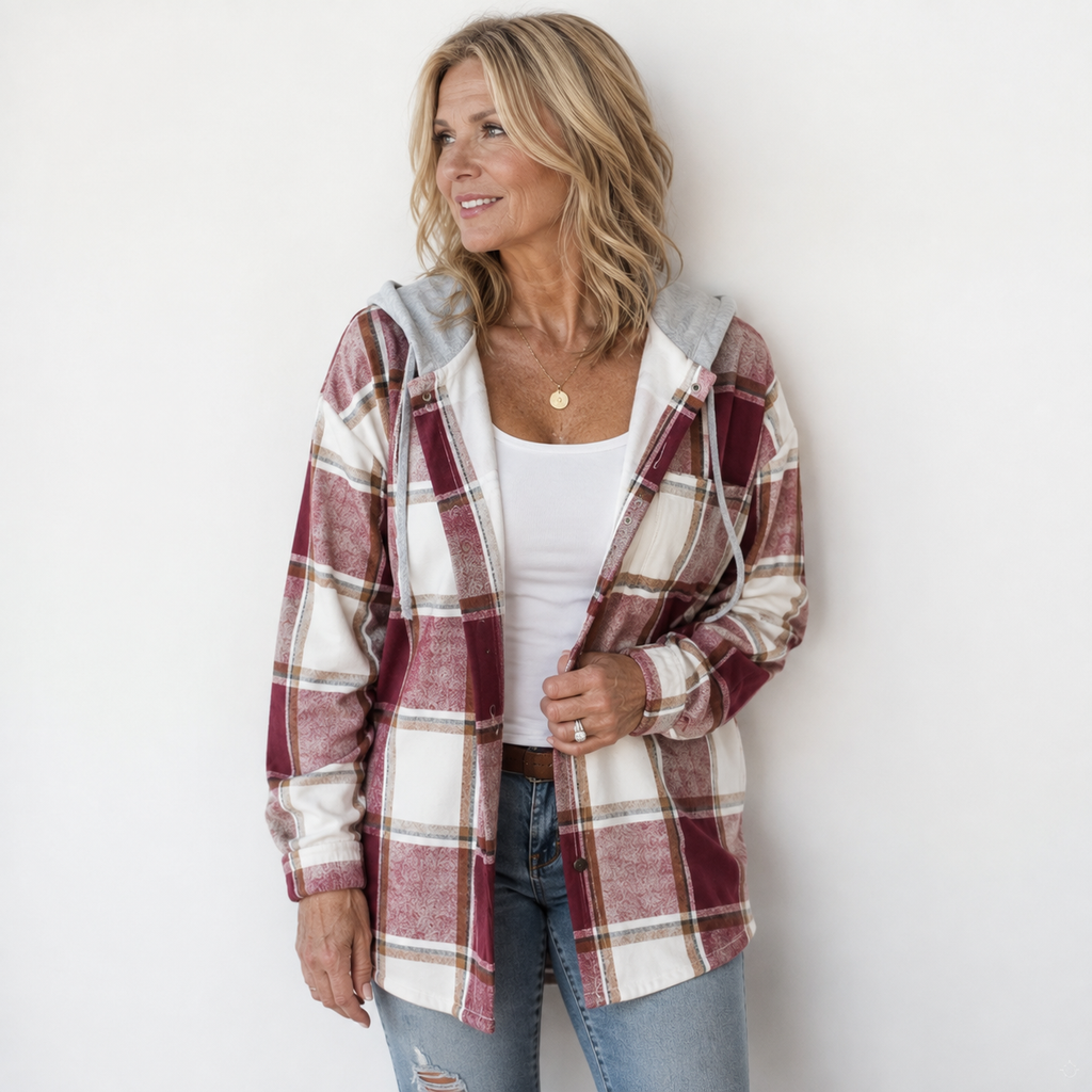 CAYETANA | Chaqueta de cuadros con capucha