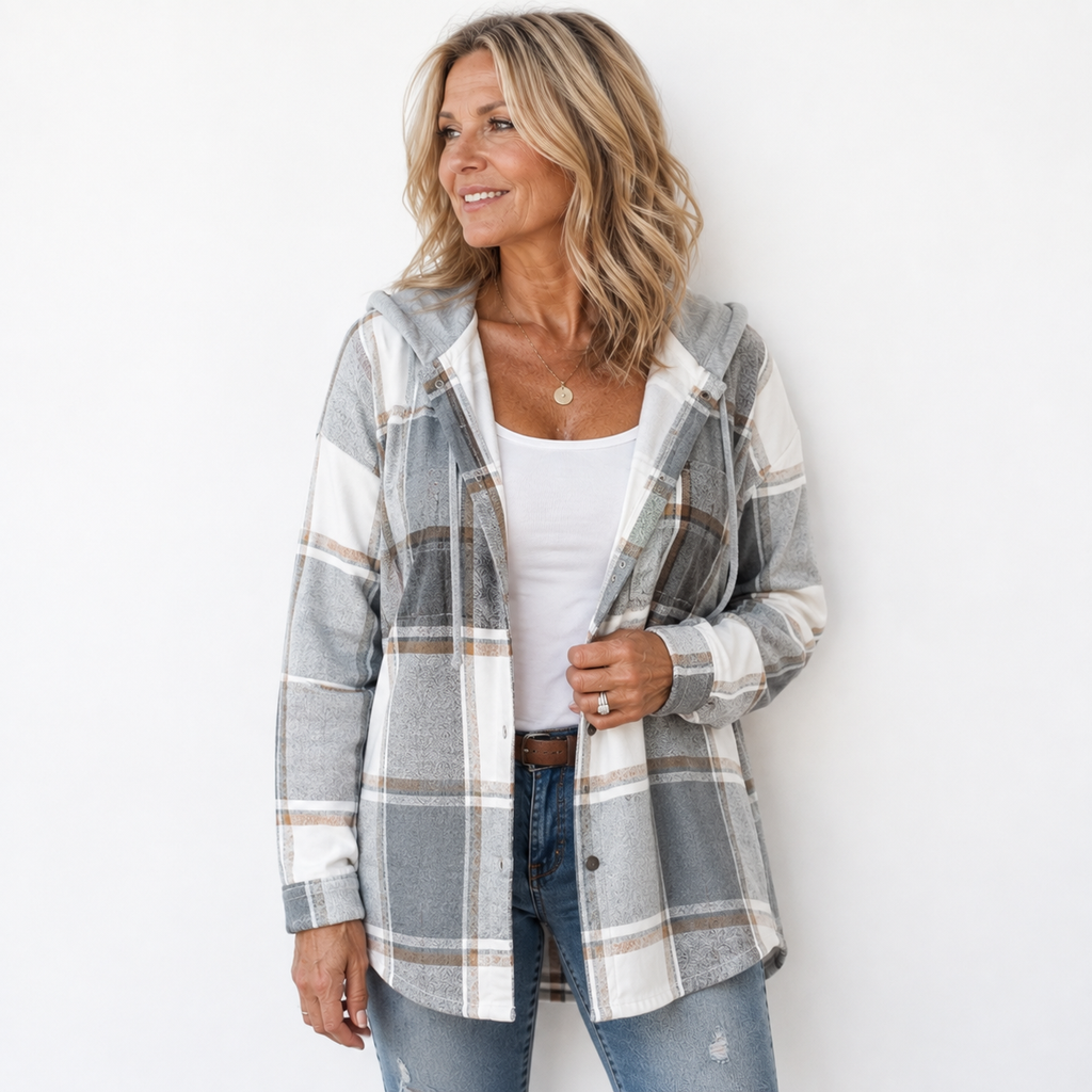 CAYETANA | Chaqueta de cuadros con capucha