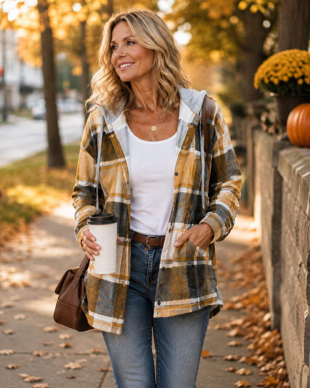 CAYETANA | Chaqueta de cuadros con capucha