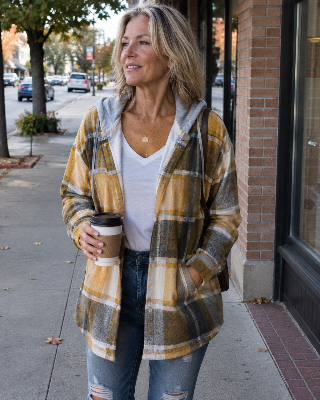 CAYETANA | Chaqueta de cuadros con capucha
