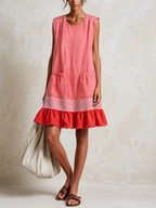 GRACIELA | Vestido túnica sin mangas con franja roja