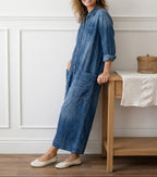 Diana | Vintage jumpsuit in denim cotone morbido lavato con bottoni