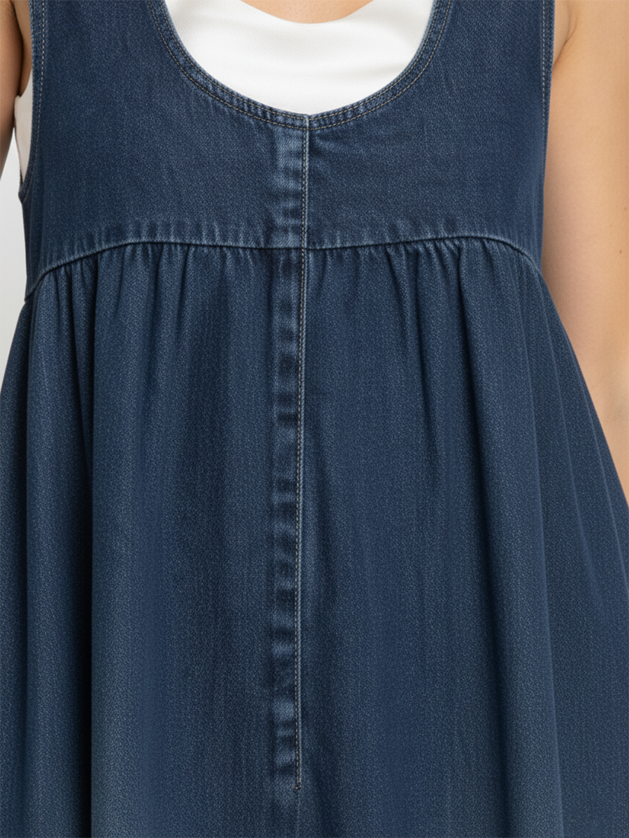 Karen | Vestito Lungo in Denim Lavato Vintage con Tocco di Cotone Morbido