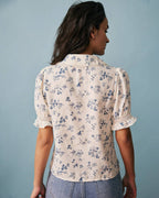 ALICIA | Camisa floral plisada con inserciones de encaje