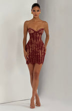 Sian — Vestido Corto Borgoña | Intensidad Femenina